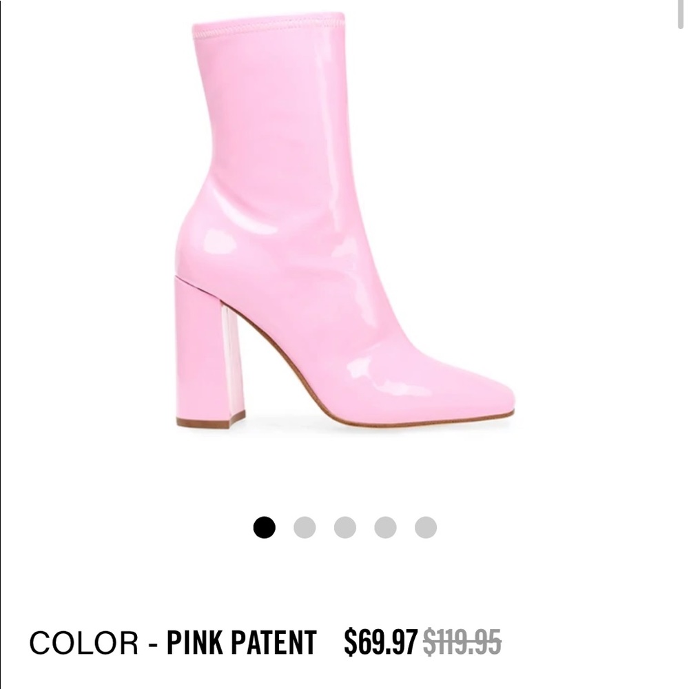 STEVE MADDEN LYNDEN PINK PATENT BOOTS